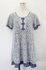 画像1: axes femme / レースＸドット重ねチュニック M ブルー I-26-05-16-061-AX-TO-SA-ZI (1)