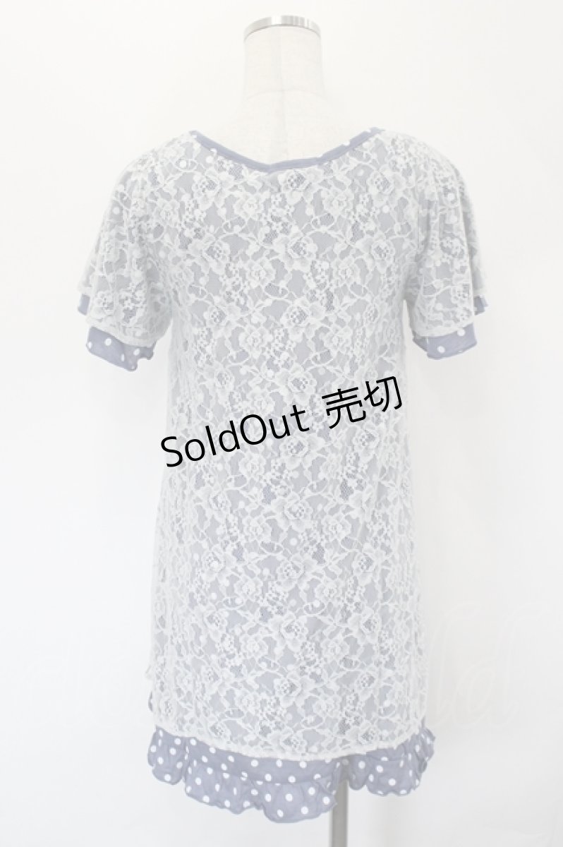 画像2: axes femme / レースＸドット重ねチュニック M ブルー I-26-05-16-061-AX-TO-SA-ZI (2)