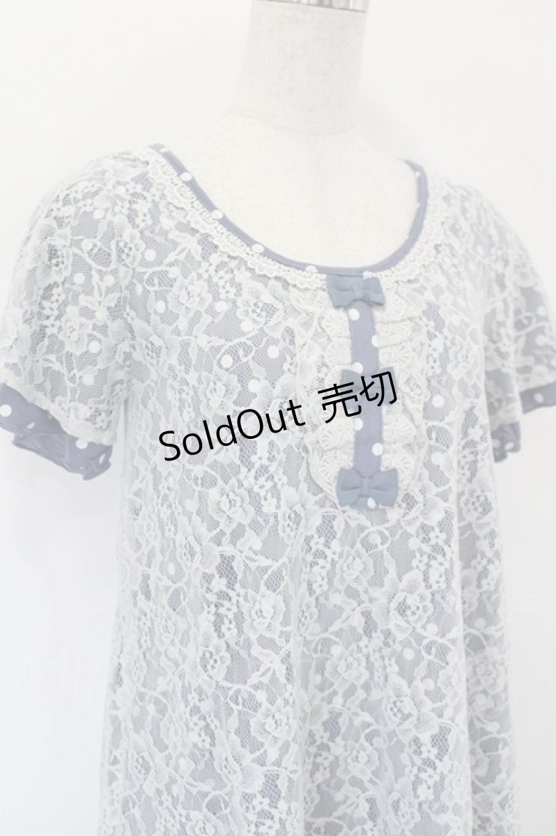 画像3: axes femme / レースＸドット重ねチュニック M ブルー I-26-05-16-061-AX-TO-SA-ZI (3)