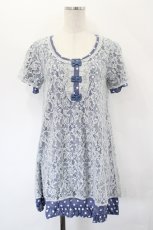 画像1: axes femme / レースＸドット重ねチュニック M ブルー I-26-05-16-062-AX-TO-SA-ZI (1)