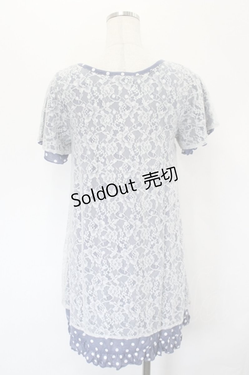 画像2: axes femme / レースＸドット重ねチュニック M ブルー I-26-05-16-062-AX-TO-SA-ZI (2)