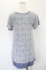 画像2: axes femme / レースＸドット重ねチュニック M ブルー I-26-05-16-062-AX-TO-SA-ZI (2)