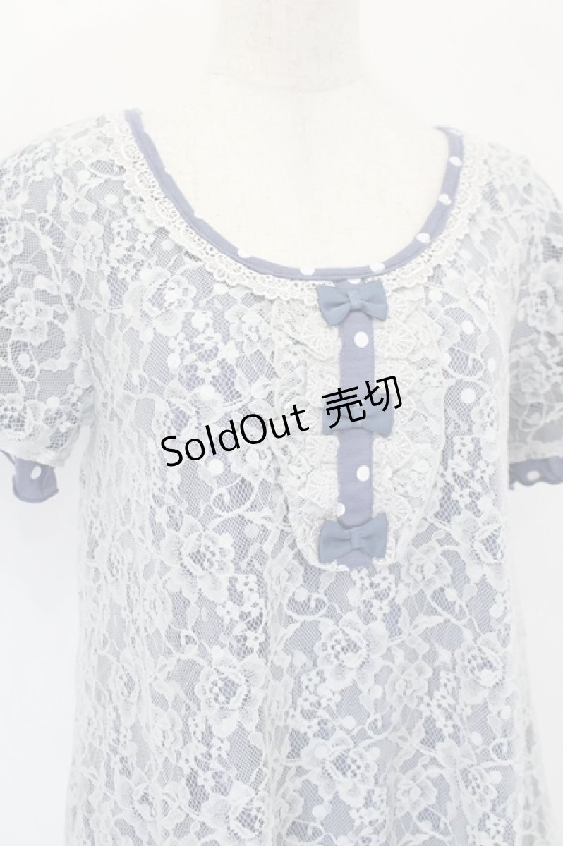 画像3: axes femme / レースＸドット重ねチュニック M ブルー I-26-05-16-062-AX-TO-SA-ZI (3)