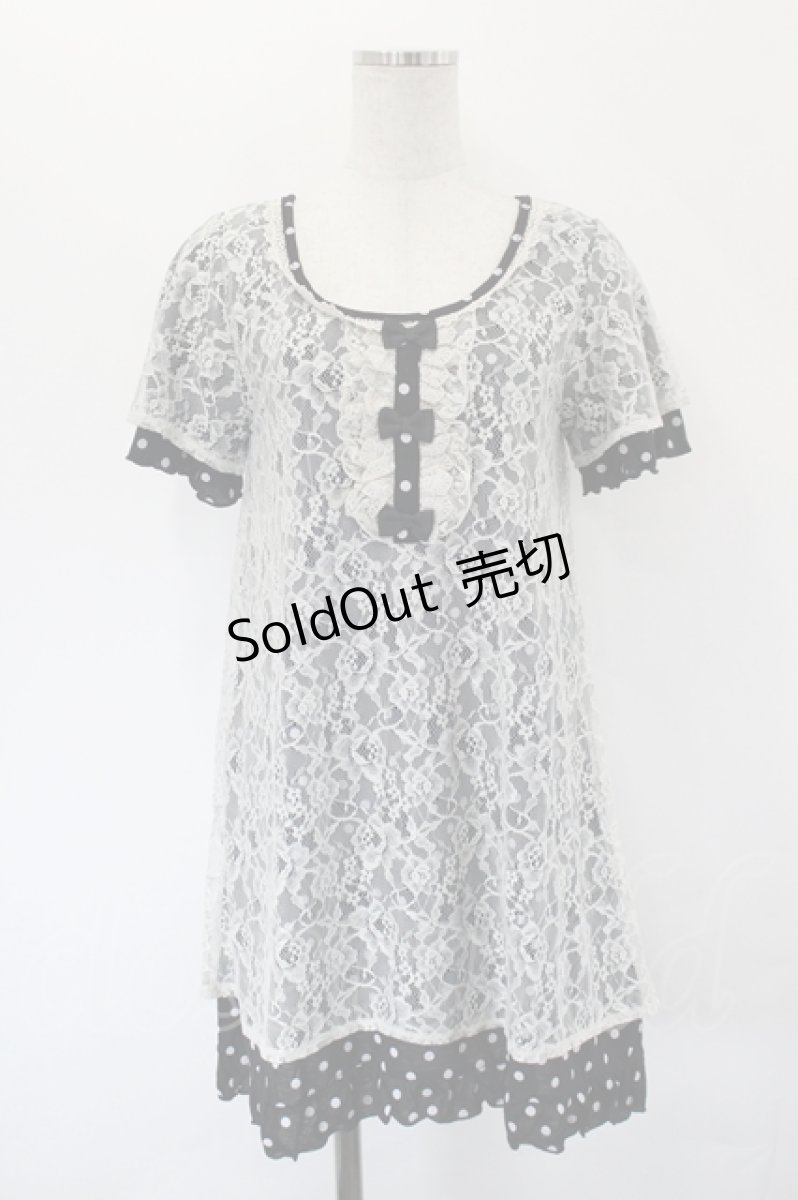 画像1: axes femme / レースＸドット重ねチュニック M クロ I-26-05-16-064-AX-TO-SA-ZI (1)