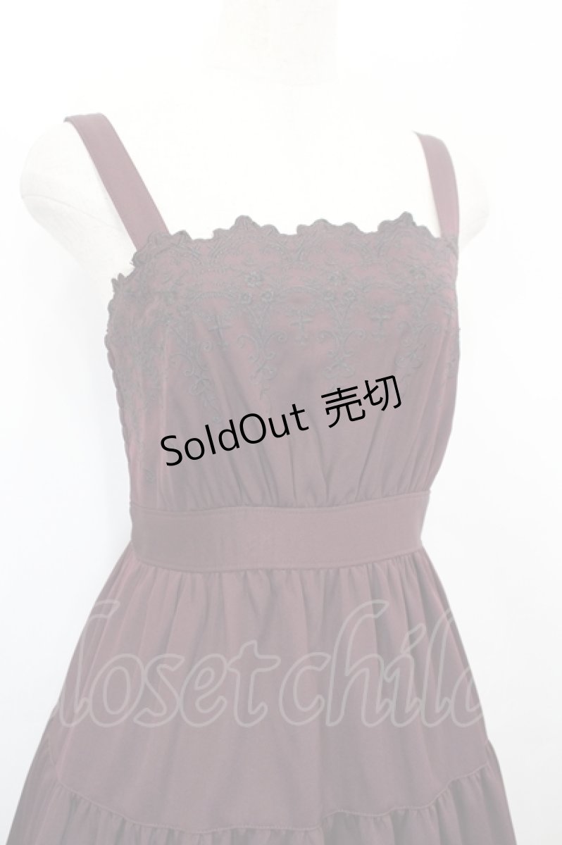画像4: axes femme POETIQUE / スカラップ刺繍キャミワンピース M ワイン I-26-05-16-098-AX-OP-SA-ZI (4)