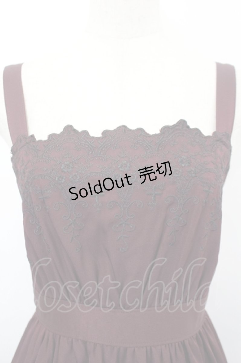 画像5: axes femme POETIQUE / スカラップ刺繍キャミワンピース M ワイン I-26-05-16-098-AX-OP-SA-ZI (5)