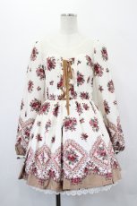 画像1: LIZ LISA / 薔薇&ダイヤ柄ミニワンピース  白Ｘ赤Ｘブラウン I-26-05-16-114-LO-OP-SA-ZI (1)