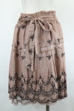 画像3: axes femme / スカラップ刺繍スカート  ピンクＸブラウン I-26-05-16-127-AX-SK-SA-ZI (3)