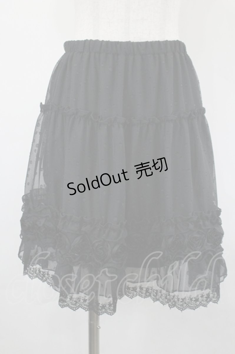 画像1: axes femme / お花モチーフ付ミニスカート M クロ I-26-05-16-135-AX-SK-SA-ZI (1)