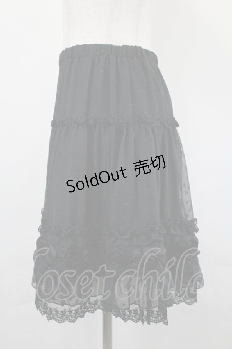 画像2: axes femme / お花モチーフ付ミニスカート M クロ I-26-05-16-135-AX-SK-SA-ZI (2)