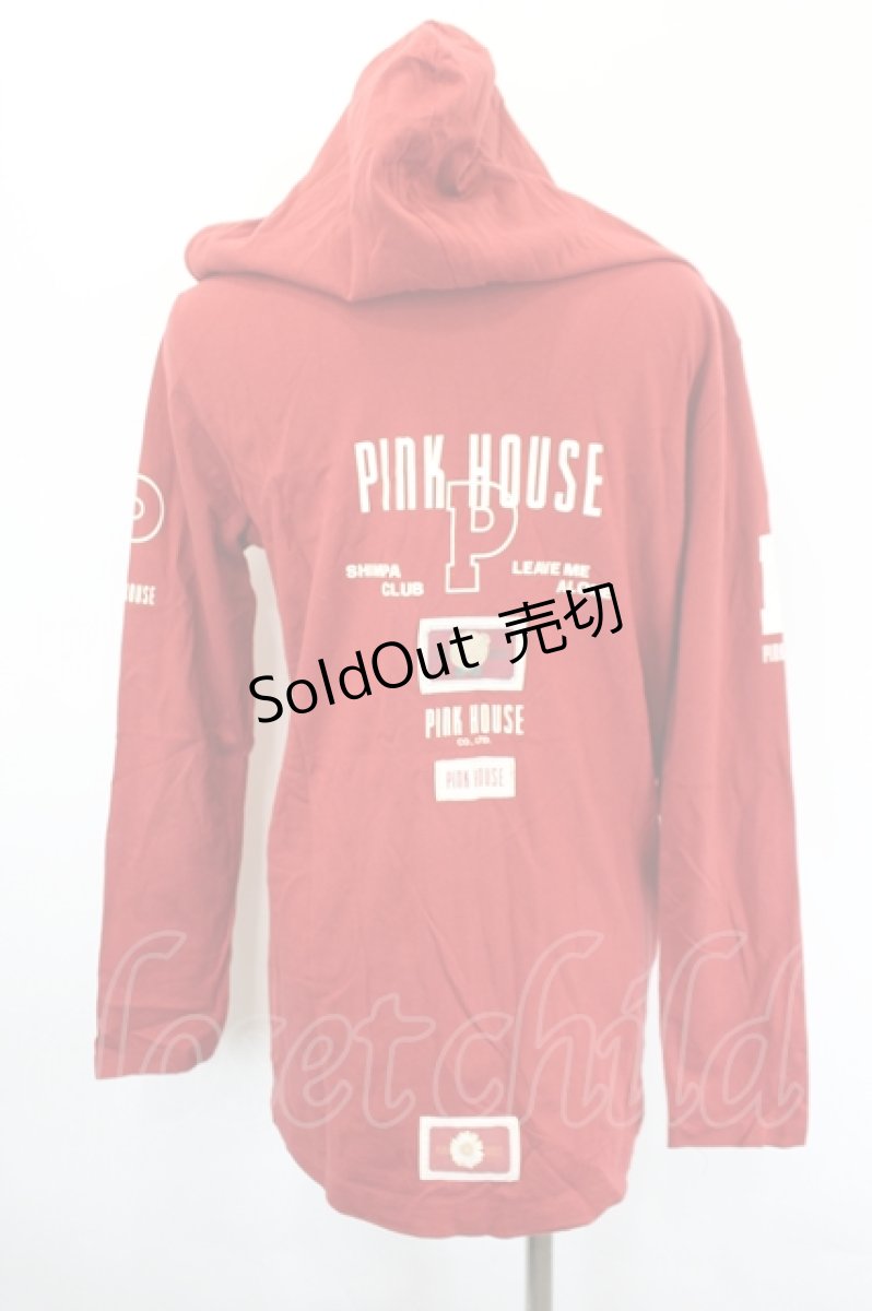 画像2: PINK HOUSE / ワッペン付きフード長袖カットソー L レッド I-26-05-18-027-LO-TS-SA-ZI (2)