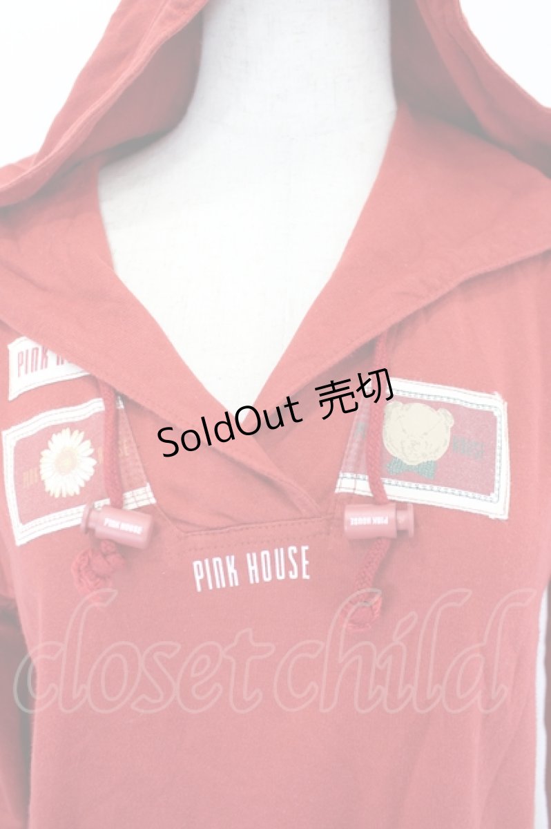 画像4: PINK HOUSE / ワッペン付きフード長袖カットソー L レッド I-26-05-18-027-LO-TS-SA-ZI (4)
