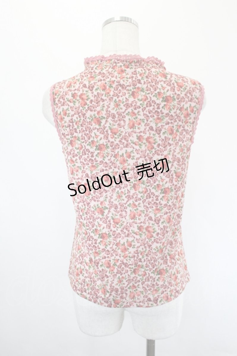 画像2: PINK HOUSE FLEUR ROUGE / バラガラノースリーブトップス L ピンク I-26-05-18-028-LO-TO-SA-ZI (2)