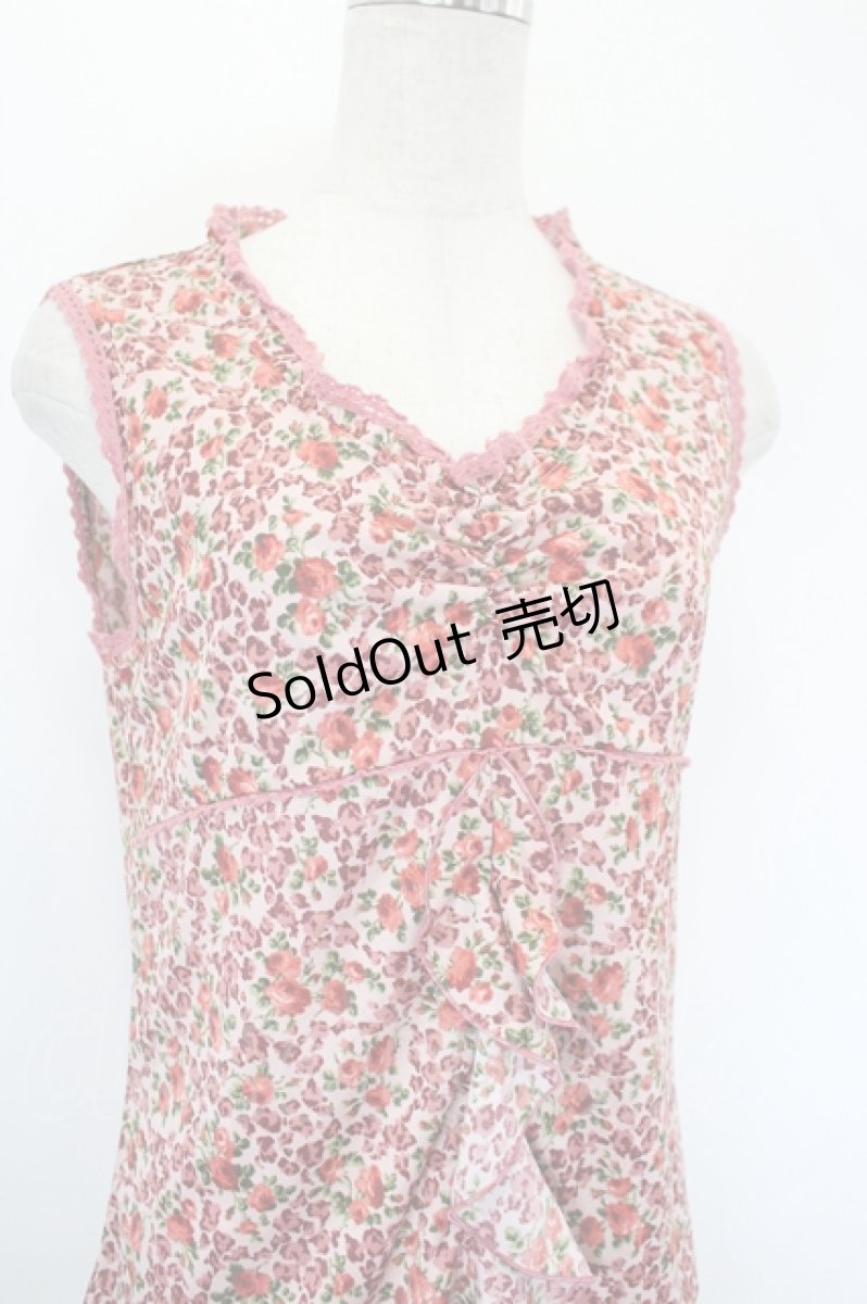 画像3: PINK HOUSE FLEUR ROUGE / バラガラノースリーブトップス L ピンク I-26-05-18-028-LO-TO-SA-ZI (3)