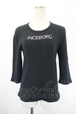 画像1: INGEBORG / ロゴニット半袖トップス L ブラック I-26-05-18-042-LO-TO-SA-ZI (1)