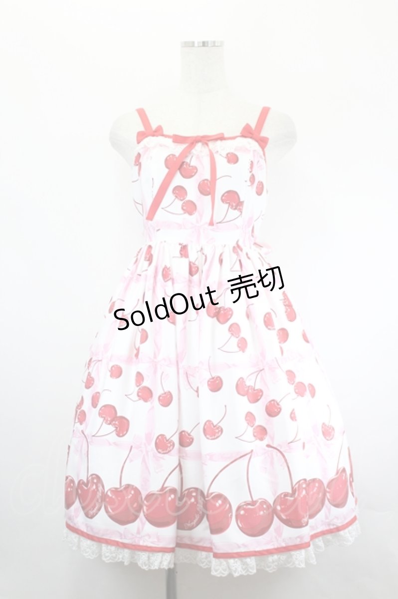 画像1: Angelic Pretty / Charming Cherryジャンパースカート  白 I-26-05-18-048-AP-OP-SA-ZI (1)