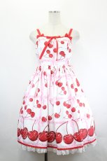 画像1: Angelic Pretty / Charming Cherryジャンパースカート  白 I-26-05-18-048-AP-OP-SA-ZI (1)