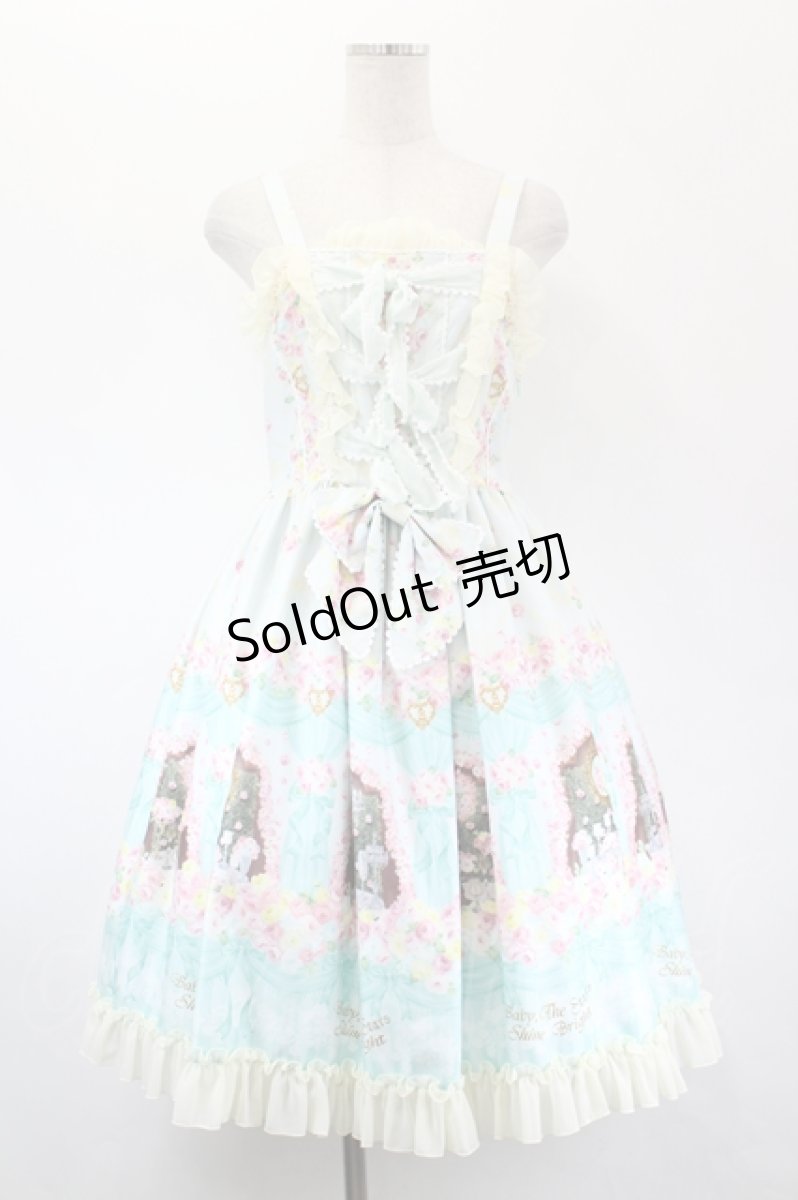 画像1: BABY,THE STARS SHINE BRIGHT / 夢色に花舞うPrincess Garden Partyリボンビスチェジャンパースカート  ミント I-26-05-18-049-BA-OP-SA-ZI (1)