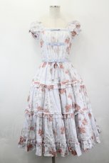 画像1: Victorian maiden / イングリッシュベリーリボンティアードロングドレス  サックス I-26-05-18-053-CL-OP-SA-ZI (1)