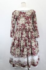 画像3: marcHenTica / オールドローズ・ミルフィーユワンピース  ワイン I-26-05-18-054-LO-OP-SA-ZI (3)