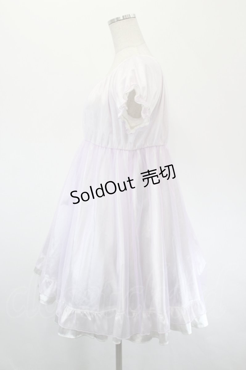 画像2: E hyphen world gallery / チュール重ね半袖ワンピース  ラベンダーＸ白 I-26-05-18-059-LO-OP-SA-ZI (2)