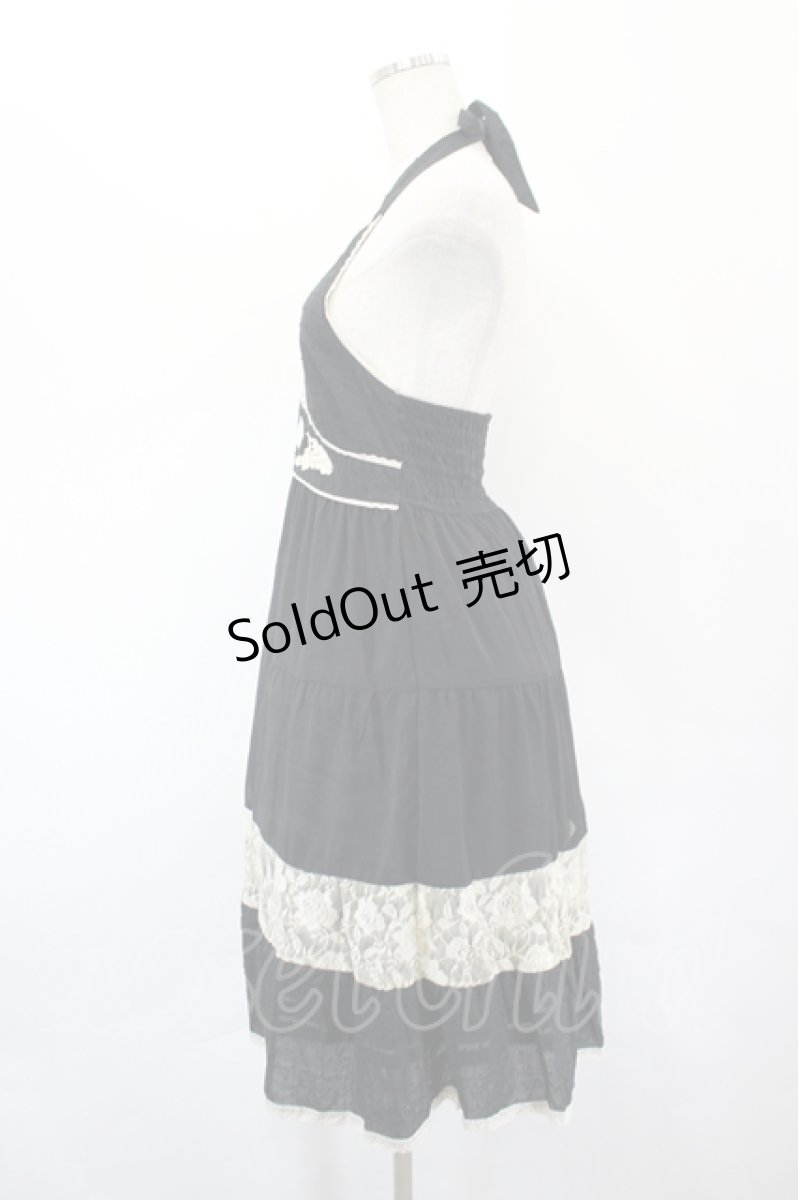 画像2: axes femme / ドット&レース切替ホルターネックチュニック  黒Ｘアイボリー I-26-05-18-067-AX-OP-SA-ZI (2)