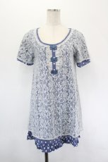 画像1: axes femme / レースＸドット重ねチュニック M ブルー I-26-05-18-073-AX-TO-SA-ZI (1)