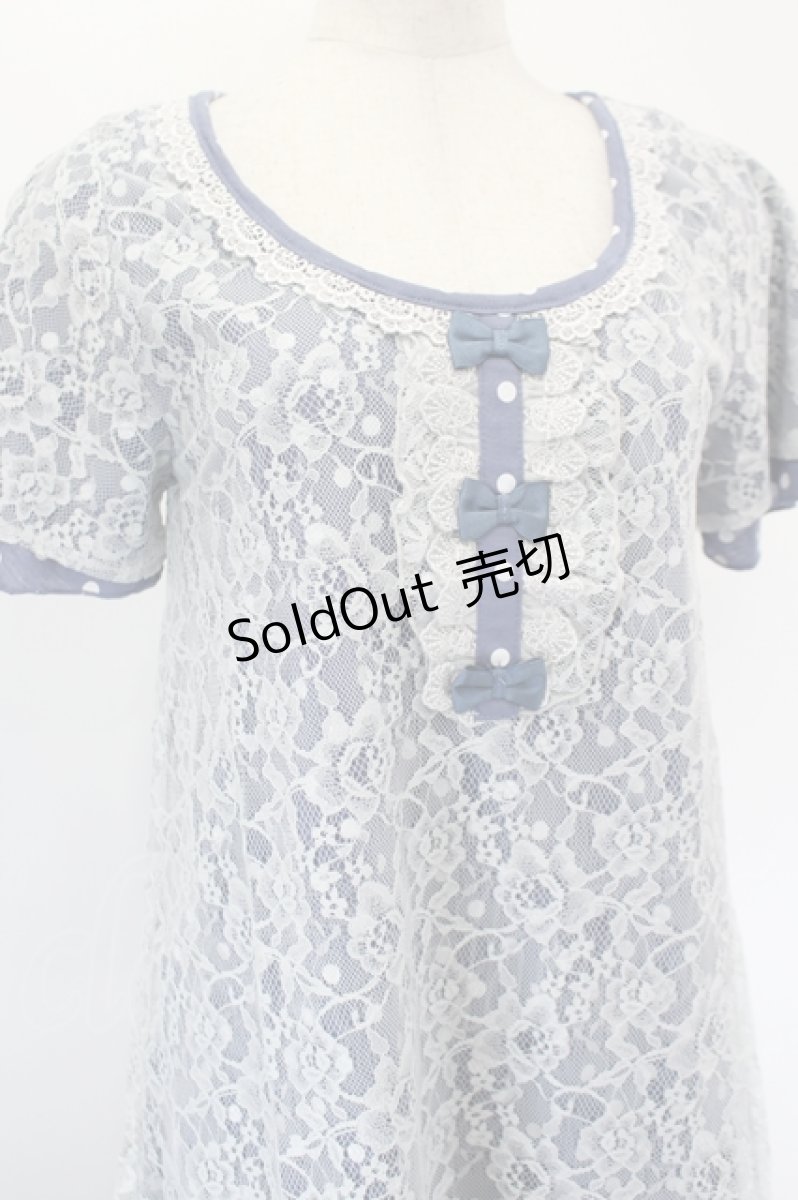 画像3: axes femme / レースＸドット重ねチュニック M ブルー I-26-05-18-073-AX-TO-SA-ZI (3)