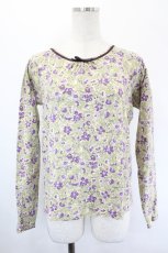 画像1: PINK HOUSE / 花柄ラグランスリーブTシャツ M ベージュ×パープル I-26-05-18-012-LO-TS-SA-ZI (1)