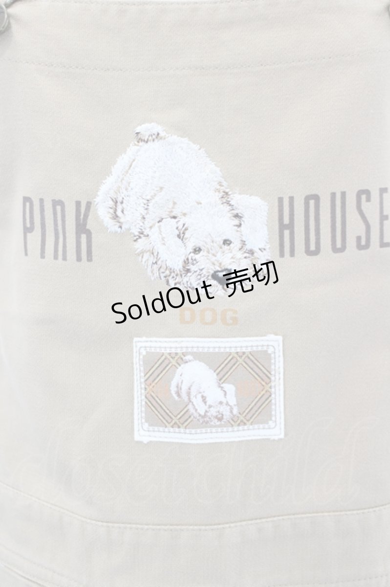 画像4: PINK HOUSE / 犬刺繍&ワッペンオーバーオールジャンパースカート  ベージュ I-26-05-18-093-LO-OP-SA-ZI (4)