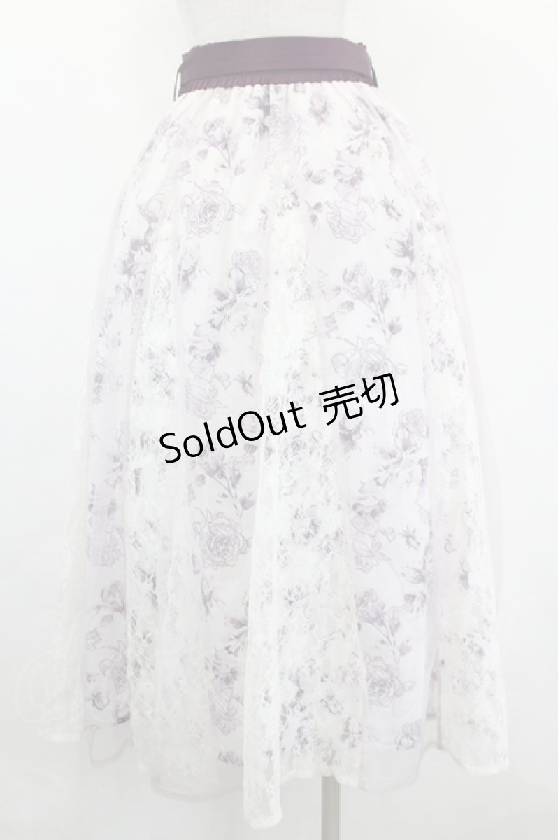 画像3: axes femme / 薔薇柄チュール×レース重ねスカート F 白×パープル I-26-05-18-098-AX-SK-TE-ZI (3)