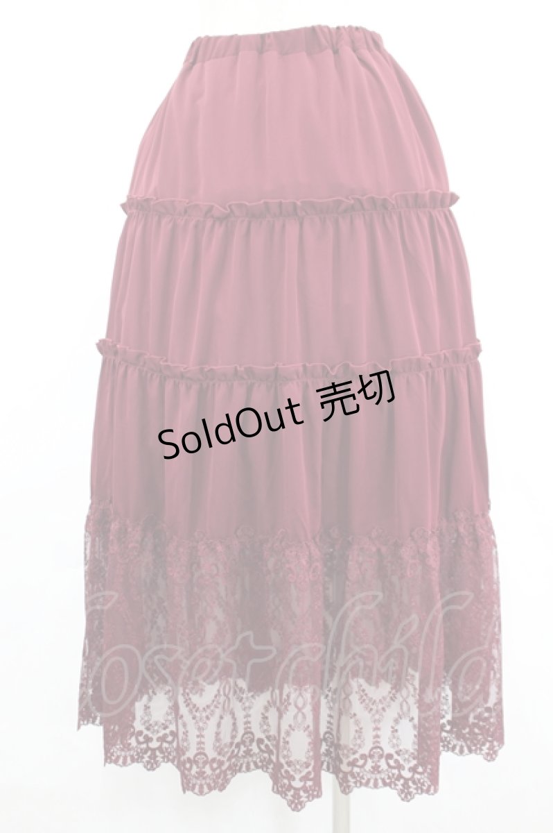 画像3: axes femme / 裾レースティアードスカート M ワイン I-26-05-18-105-AX-SK-SA-ZI (3)