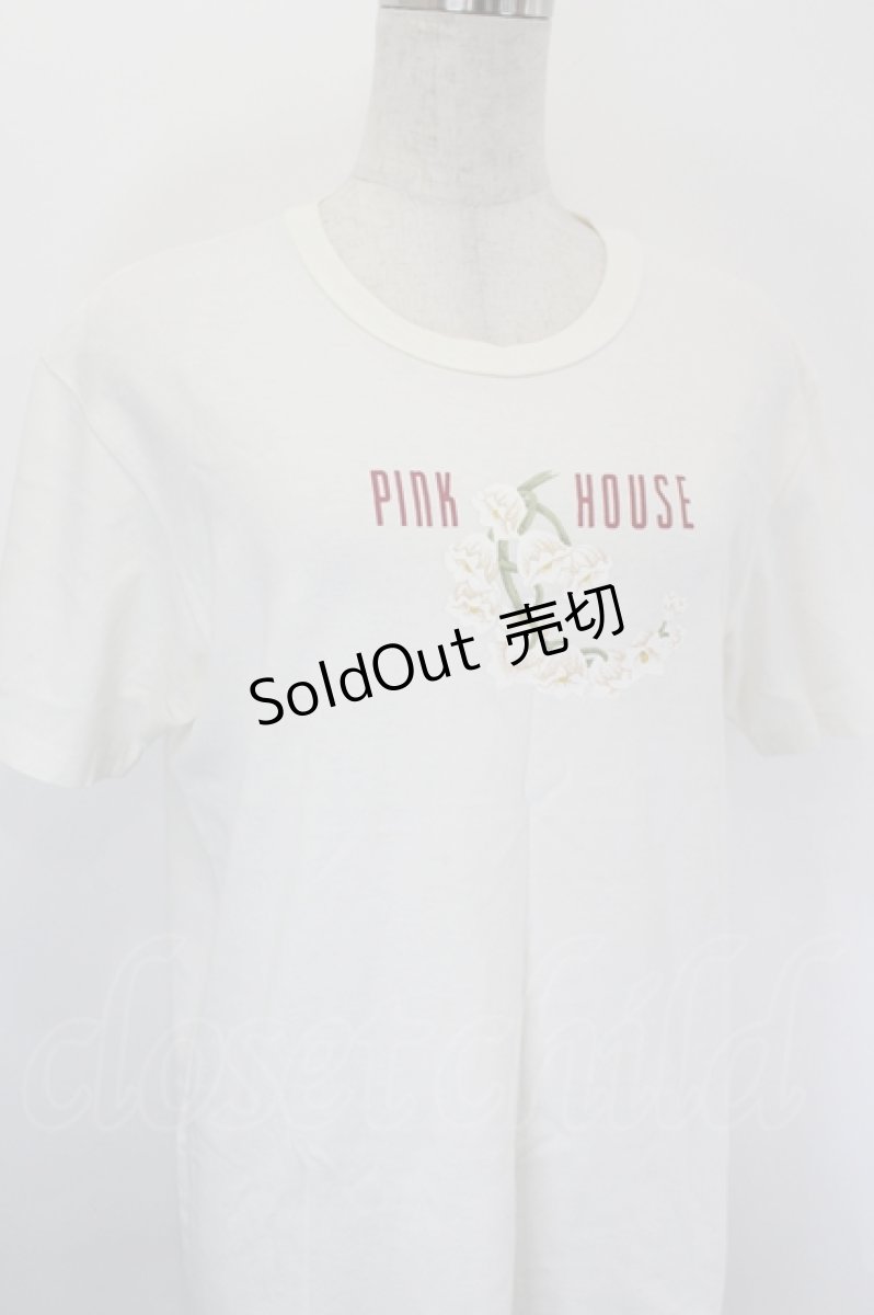 画像3: PINK HOUSE / フラワー&ロゴpt半袖Tシャツ  アイボリー I-26-05-18-016-LO-TS-SA-ZI (3)