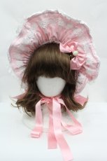 画像1: BABY,THE STARS SHINE BRIGHT / Rose Lace Rococoボンネット  ピンクＸ白 I-26-05-18-145-BA-AC-SA-ZI (1)