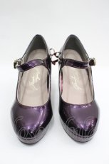画像1: YOSUKE / バック編み上げリボンメリージェーンストームパンプス S パープル I-26-05-18-150-PU-SH-SA-ZI (1)