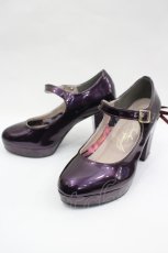 画像3: YOSUKE / バック編み上げリボンメリージェーンストームパンプス S パープル I-26-05-18-150-PU-SH-SA-ZI (3)