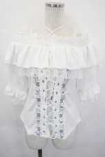 画像1: Ozz oneste / 薔薇刺繍オフショル半袖トップス  白 I-26-05-20-038-OO-TO-SA-ZI (1)