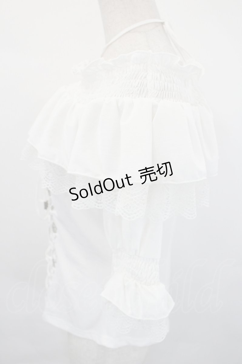 画像2: Ozz oneste / 薔薇刺繍オフショル半袖トップス  白 I-26-05-20-038-OO-TO-SA-ZI (2)