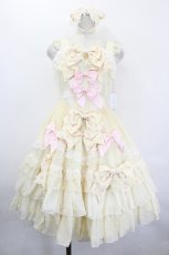 画像1: BABY,THE STARS SHINE BRIGHT / Sweet Candy Ribbonジャンパースカート(カチューシャセット)  アイボリー I-26-05-20-063-BA-OP-SA-ZI (1)