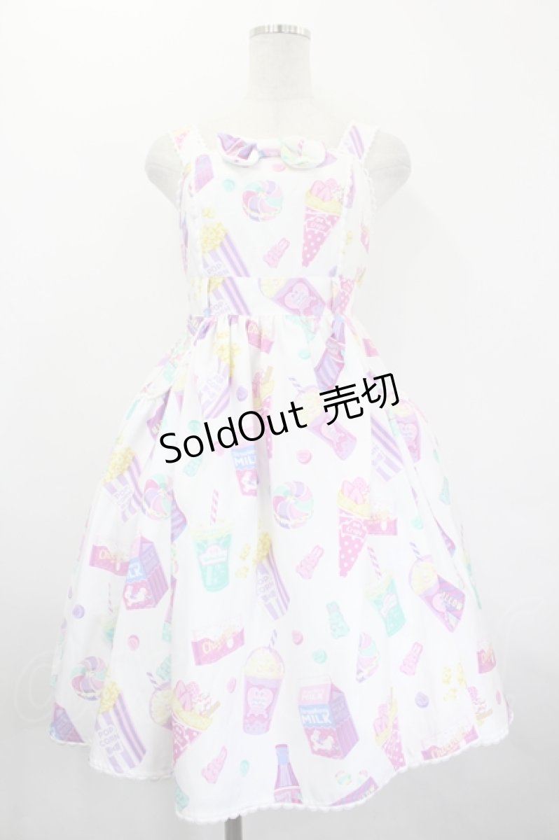 画像1: Angelic Pretty / Fancy Candyジャンパースカート  白 I-26-05-20-067-AP-OP-SA-ZI (1)