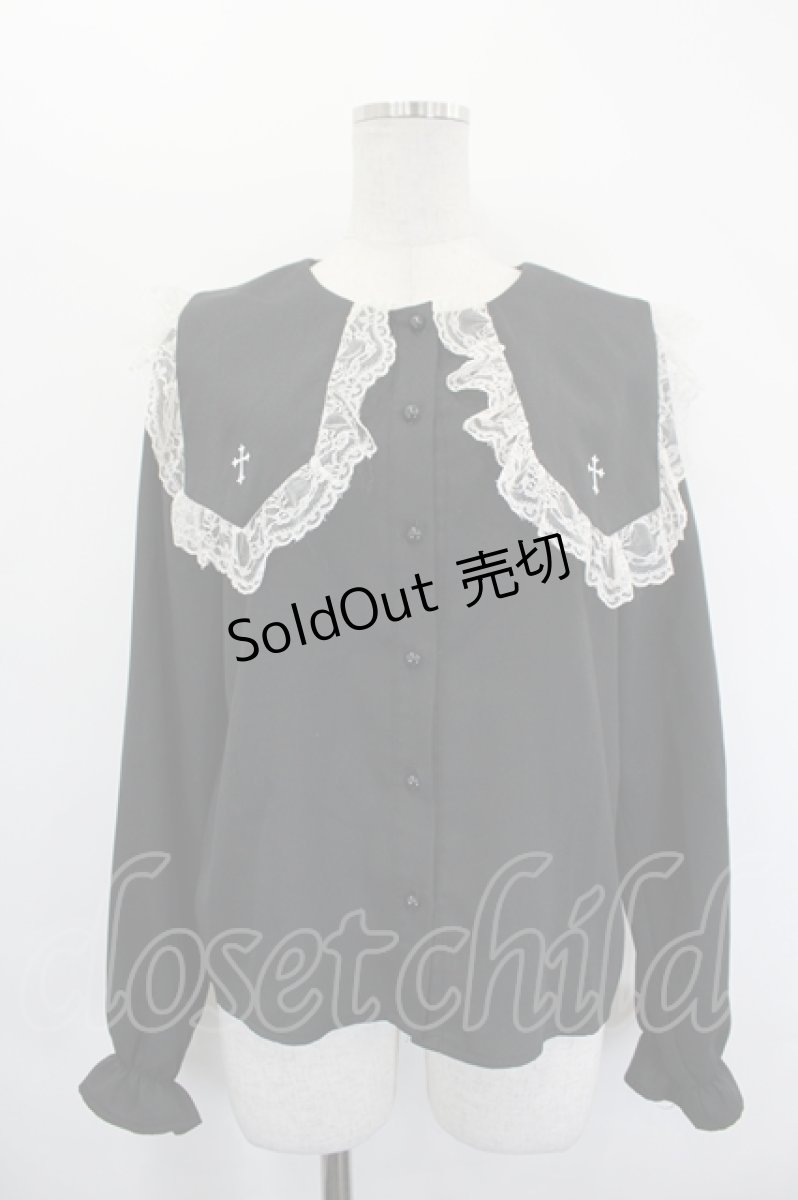 画像1: MA*RS / 十字架刺繍ブラウス  黒Ｘ白 I-26-05-20-008-GO-BL-SA-ZI (1)