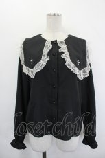 画像1: MA*RS / 十字架刺繍ブラウス  黒Ｘ白 I-26-05-20-008-GO-BL-SA-ZI (1)