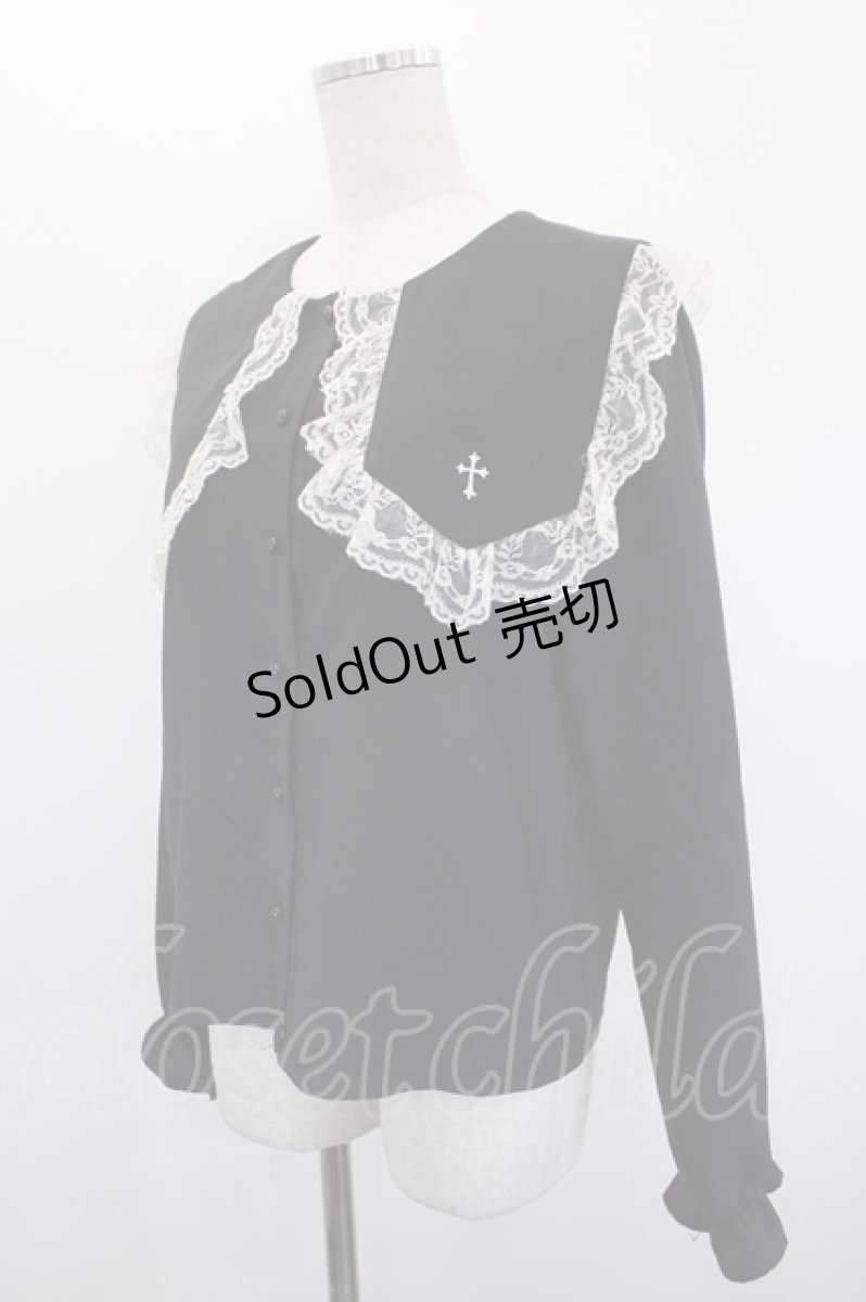 画像3: MA*RS / 十字架刺繍ブラウス  黒Ｘ白 I-26-05-20-008-GO-BL-SA-ZI (3)