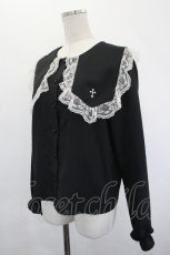 画像3: MA*RS / 十字架刺繍ブラウス  黒Ｘ白 I-26-05-20-008-GO-BL-SA-ZI (3)