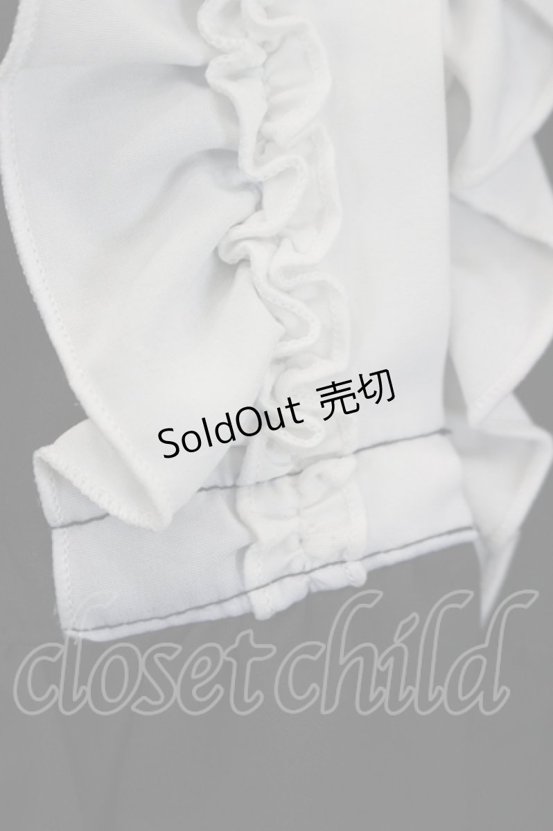 画像2: DimMoire / Cross Frill Blouse  黒Ｘ白 I-26-05-20-009-PU-BL-SA-ZI (2)