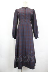 画像1: Maison de FLEUR Petite Robe canone / ニナのお茶会ワンピース  茶Ｘ紺 I-26-05-20-093-LO-OP-SA-ZI (1)