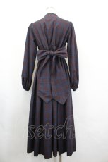 画像2: Maison de FLEUR Petite Robe canone / ニナのお茶会ワンピース  茶Ｘ紺 I-26-05-20-093-LO-OP-SA-ZI (2)