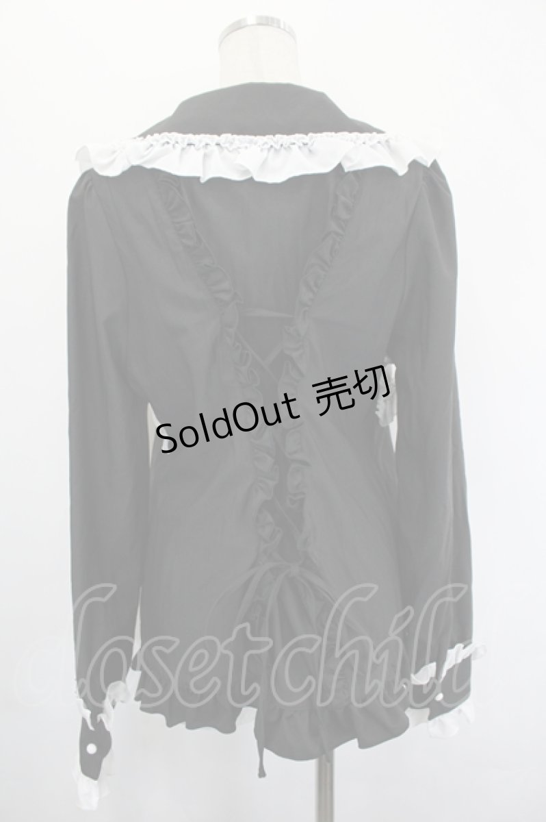画像3: DimMoire / Cross Frill Blouse  黒Ｘ白 I-26-05-20-009-PU-BL-SA-ZI (3)