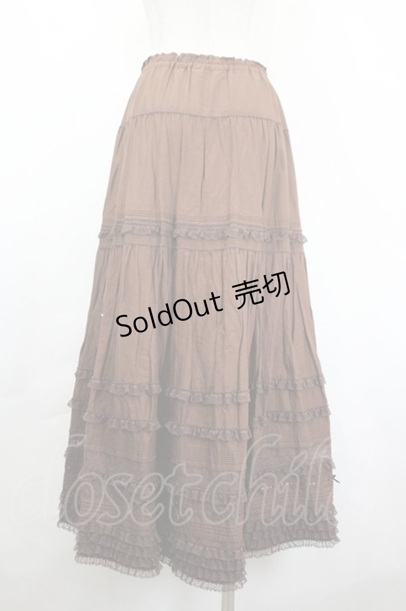 画像2: PINK HOUSE / ピンタックレースローンスカート  ブラウン I-26-05-20-102-LO-SK-SA-ZI (2)