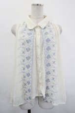 画像1: axes femme / 刺繍入ノースリシャツ  アイボリーＸブルー I-26-05-20-015-AX-BL-SA-ZI (1)